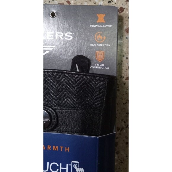 Dockers Mens Medium M Black Leather Wool Gloves Intelitouch Heat Retention Lined - Picture 3 of 10